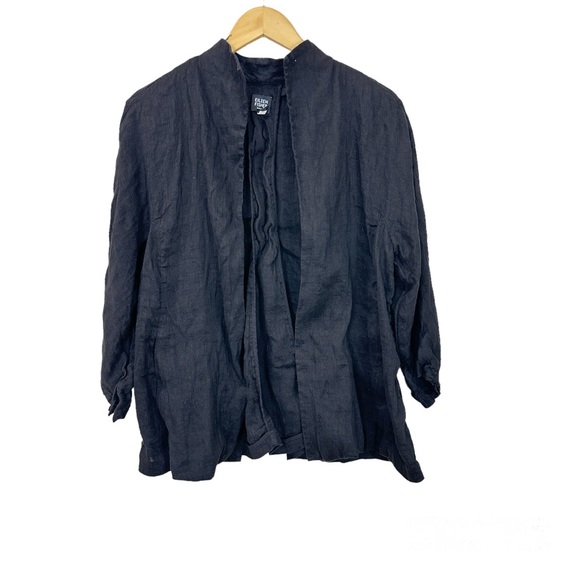 Eileen Fisher‎ Women Black Linen Cotton Open Jacket Women’s Plus Sz 1X - Picture 1 of 4
